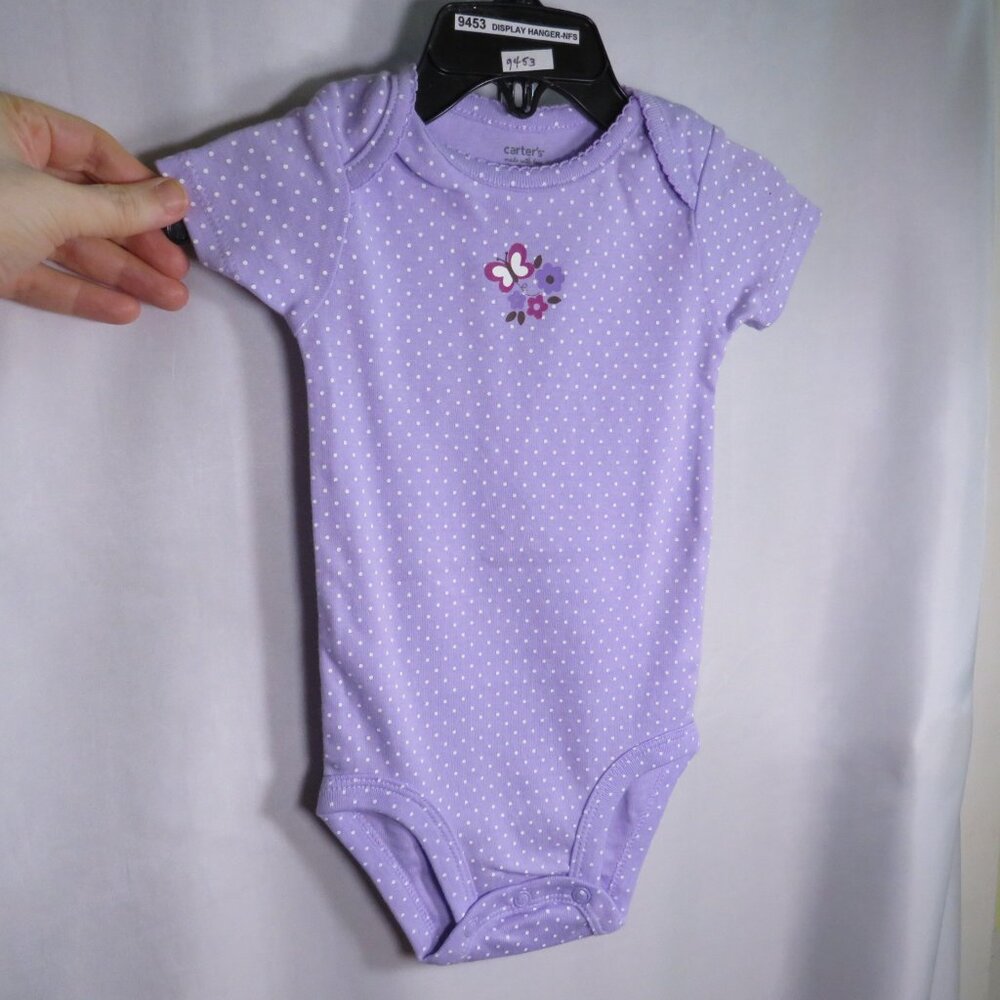 Baby Purple Polka Dot Bodysuit 6 mts Carters Butterfly